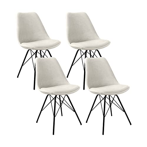 Kick Collection 4er Set Esszimmerstühl Velvet - Samt - Elfenbein Weiß - Modern und Hochwertig - Samtstoff und Metall - Erhältlich in vielen Farben von Kick Collection