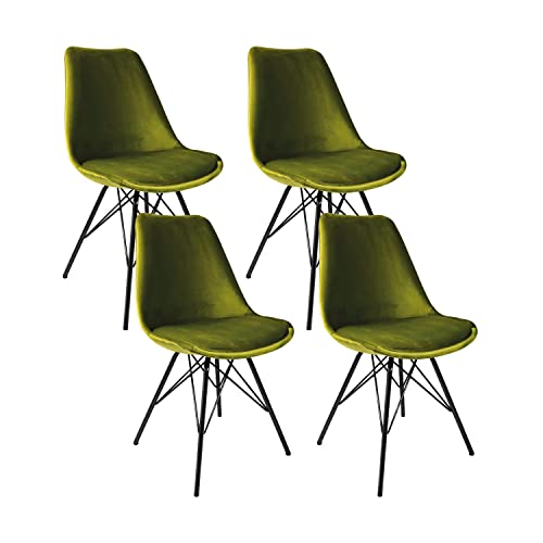Kick Collection 4er Set Esszimmerstühl Velvet - Samt - Grün - Modern und Hochwertig - Samtstoff und Metall - Erhältlich in vielen Farben von Kick Collection