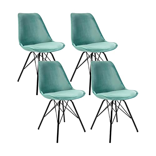 Kick Collection 4er Set Esszimmerstühl Velvet - Samt - Minzgrün - Modern und Hochwertig - Samtstoff und Metall - Erhältlich in vielen Farben von Kick Collection