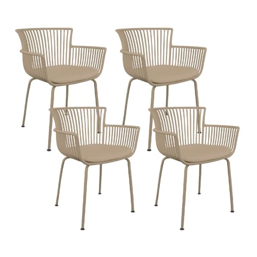 Kick Collection 4er Set Gartenstuhl Otis - Beige - Modern und Hochwertig - Kunststof, gecoat Metall en Pu-Leder - Erhältlich in vielen Farben von Kick Collection