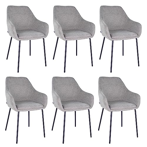 Kick Collection 6er Set Esszimmerstühl Guus - Dunkelgrau - Modern und Hochwertig - Strukturierter Stoff en Metall - Erhältlich in vielen Farben von Kick Collection