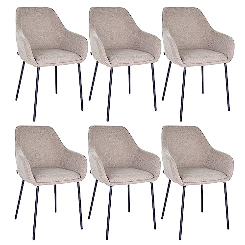 Kick Collection 6er Set Esszimmerstühl Guus - Taupe - Modern und Hochwertig - Strukturierter Stoff en Metall - Erhältlich in vielen Farben von Kick Collection