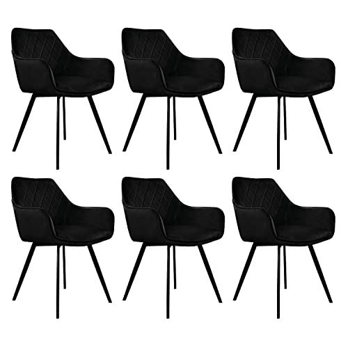 Kick Collection 6er Set Esszimmerstühl Karl Velvet - Samt - Schwarz - Modern und Hochwertig - Samtstoff und Metall - Erhältlich in vielen Farben von Kick Collection