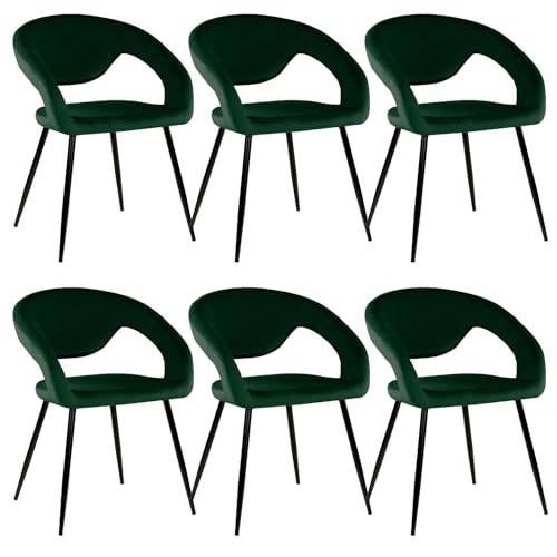 Kick Collection 6er Set Esszimmerstühl Lenn Velvet - Samt - Dunkelgrün - Modern und Hochwertig - Samtstoff und Metall - Erhältlich in vielen Farben von Kick Collection
