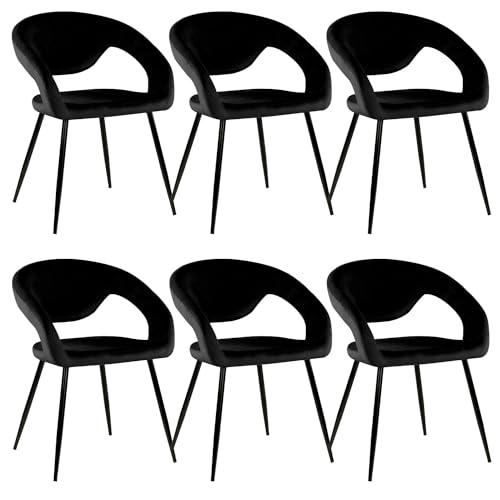 Kick Collection 6er Set Esszimmerstühl Lenn Velvet - Samt - Schwarz - Modern und Hochwertig - Samtstoff und Metall - Erhältlich in vielen Farben von Kick Collection
