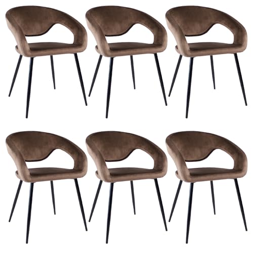 Kick Collection 6er Set Esszimmerstühl Lenn Velvet - Samt - Taupe - Modern und Hochwertig - Samtstoff und Metall - Erhältlich in vielen Farben von Kick Collection