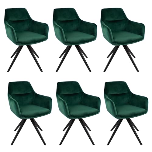 Kick Collection 6er Set Esszimmerstühl Tom - Dunkelgrün - Modern und Hochwertig - Velvet stof - Erhältlich in vielen Farben von Kick Collection