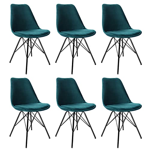 Kick Collection 6er Set Esszimmerstühl Velvet - Samt - Blau - Modern und Hochwertig - Samtstoff und Metall - Erhältlich in vielen Farben von Kick Collection