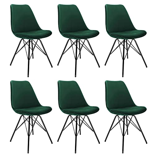Kick Collection 6er Set Esszimmerstühl Velvet - Samt - Dunkelgrün - Modern und Hochwertig - Samtstoff und Metall - Erhältlich in vielen Farben von Kick Collection