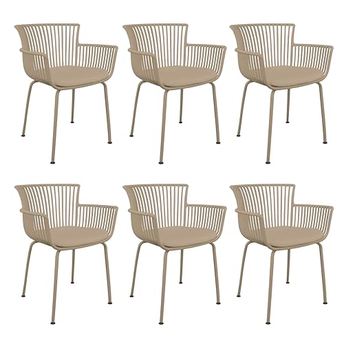 Kick Collection 6er Set Gartenstuhl Otis - Beige - Modern und Hochwertig - Kunststof, gecoat Metall en Pu-Leder - Erhältlich in vielen Farben von Kick Collection