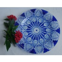 Veronica in Kobaltblau Oder Dunklen Aqua, Geschmolzenem Glas Servierplatte/Ladegerät, Wand-Dekor-Glasplatte, Glasplatte von KickingGlass