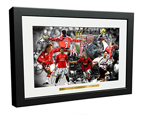 12 x 8 A4 signiert "Die Alex Ferguson Jahre" Celebration – cantona-ronaldo-beckham-giggs-rooney-scholes handsignierten Manchester United Bilderrahmen Foto Bild Geschenk von Kicks