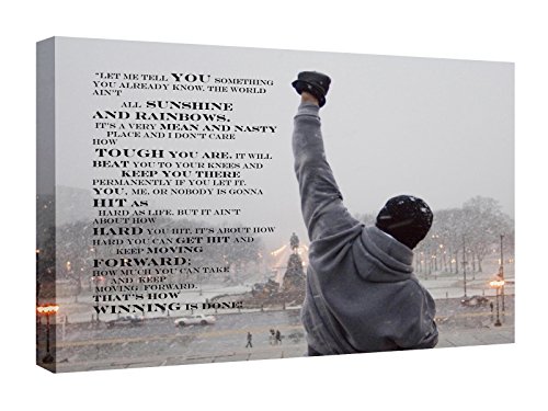 Leinwand (9 Größen in) Rocky Sylvester Stallone auf Schritte Boxen Film Art Wand Leinwanddruck Photo/Foto/Bild/Geschenk, 119 x 81cm/47 x 32inch von Kicks