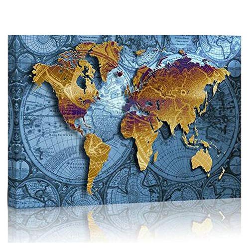 Diamond Painting Weltkarte Für Home Wand Decor Nummer Mosaic Crystal Strass Stickerei 5D DIY Kreuzstich Kits Full Drill Arts Craft Großes Bilder,Quadrat Drill,30X24Cm von Kicuy