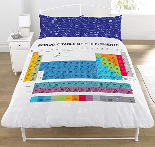 Bettbezug-Set für Einzel-/Doppelbett, Wendebettwäsche, Motiv: Periodensystem., 50 % Baumwolle / 50 % Polyester, Bettbezug Doppelbett von KidCollection