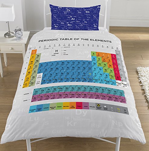 Bettbezug-Set für Einzel-/Doppelbett, Wendebettwäsche, Motiv: Periodensystem., 50 % Baumwolle / 50 % Polyester, Bettbezug Einzelbett von KidCollection