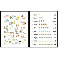 2Er Set Prints - Kunst Für Kinderzimmer Oder Abc Und 123 Tiere 11x14 von KidODesignStudio