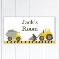 Bau Verfolgt Türschild - Bulldozer Und Bagger Jungen Schlafzimmer Dekor von KidODesignStudio