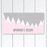Berge in Grau Und Rosa Kinderzimmer-Bergen Schlafzimmer Dekor Muster Personalisierte Türschilder von KidODesignStudio