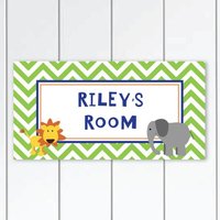 Dschungel-Tiere-Motiv-Türschild-Kinder-Schlafzimmer-Deko-Plakette - Löwe-Giraffe Und Elefant von KidODesignStudio