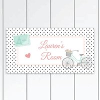 Eiffelturm Paris Schlafzimmer Dekor Vernarrt Muster Türschild - Schwarz/Weiß Personalisiert Name von KidODesignStudio