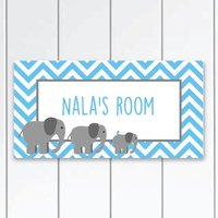 Elephant-Bedroom-Décor-Elephant-Chevron-Pattern-Door-Sign-Licht Blau Und Grau Personalisierte Name Elephant-Bedroom-Décor-Elephant-Chevron-Pattern-Door-Sign-Licht Blau Und Grau Personalisierte Name von KidODesignStudio