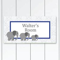Elephant-Door-Sign-Boys-Bedroom-Baby-Nursery-Navy-And-Grey-Damask-Elefant Personalisierte Kindergarten Kinder Türschild Plaque von KidODesignStudio