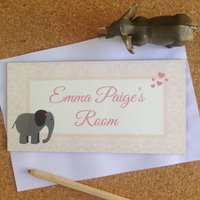 Elephant-Door-Sign-Girls-Bedroom-Baby-Nursery-Pink-And-Grey-Damask von KidODesignStudio