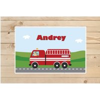 Feuer Lkw Tischset - Personalisierte Für Kinder von KidODesignStudio