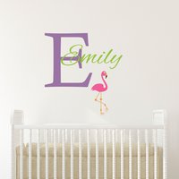 Flamingo Decal Für Mädchen, Personalisierte Mädchen Vogel Monogramm, Abnehmbare Aufkleber Vinyl Schriftzug von KidODesignStudio