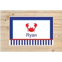 Krabbe Personalisierte Platzdeckchen - Kids Personalisierten Tischset Custom Laminiert Geschenkidee Personalisiert-Kinder von KidODesignStudio