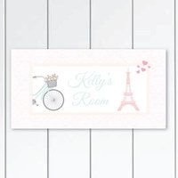 Paris-Bedroom-Décor-Eiffel-Tower-Damask-Pattern-Door-SignParis-Pink-And-White-Personalized Geschenk von KidODesignStudio