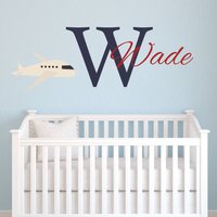 Personalisierte Jet Airplane Wall Decal, Jumbo Name Baumschule Monogramm Entfernbaren Vinyl Wandbild Personalisierte Jet Airplane Wall Decal, Jumbo Name Baumschule Monogramm Entfernbaren Vinyl Wandbild von KidODesignStudio