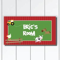 Personalisierte Kinderzimmer Tür Zeichen Plaque Leben Auf Der Farm - Hahn Kuh Pferd Und Traktor von KidODesignStudio