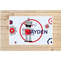 Tischset - Kinder Personalisierte Roboter Laminiert Für von KidODesignStudio