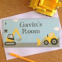 Türschild-Bulldozer Und Bagger Bau Jungen Schlafzimmer Wandkunst von KidODesignStudio