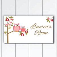 Türschild Glückliche Eulen Mädchen Schlafzimmer Und Kinderzimmer Kinder Babyzimmer Wand Kunst von KidODesignStudio