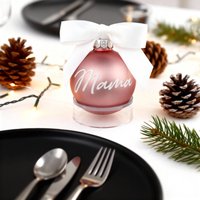 Rosa & Silber Weihnachtskugel - Mit Namen Personalisierte Glaskugel | Moderne Deko Und Geschenkidee Weihnachten von Kiddimy