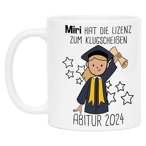 Abitur 2024 Tasse Personalisiert | Name & Haarfarbe | Abitur Geschenk Mädchen Abi Abschluss Kaffeetasse von Kiddle-Design