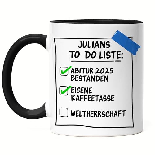 Abitur 2025 Tasse Personalisiert | Abi Abschluss Geschenk To Do Liste Lustig Spruch | Abitur Geschenke Jungen & Mädchen zur bestandenen Prüfung - Tasse Schwarz Abitur 2025 Tasse Personalisiert | Abi Abschluss Geschenk To Do Liste Lustig Spruch | Abitur Geschenke Jungen & Mädchen zur bestandenen Prüfung - Tasse Schwarz von Kiddle-Design