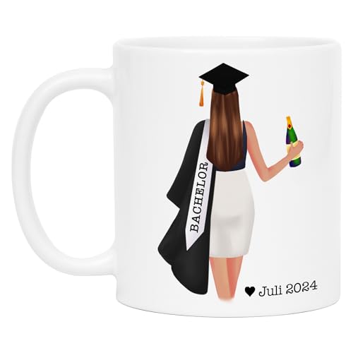 Kiddle-Design Bachelor Master Tasse 2024 Abschluss Geschenk mit Name Absolventin Doktor Personalisierte Kaffeetasse Frauen Damen zum Personalisieren von Kiddle-Design