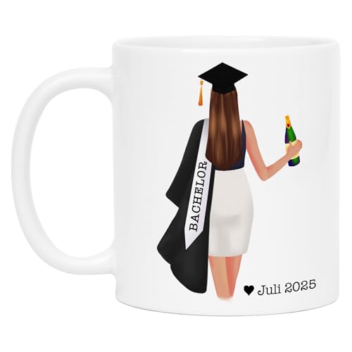 Kiddle-Design Bachelor Master Tasse 2024 Abschluss Geschenk mit Name Absolventin Doktor Personalisierte Kaffeetasse Frauen Damen zum Personalisieren von Kiddle-Design