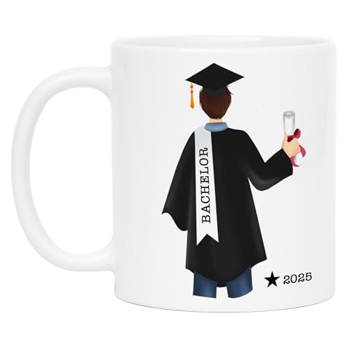 Kiddle-Design Bachelor Master Tasse 2025 Abschluss Geschenk mit Name Absolvent Doktor Personalisierte Kaffeetasse Mann Herren zum Personalisieren von Kiddle-Design