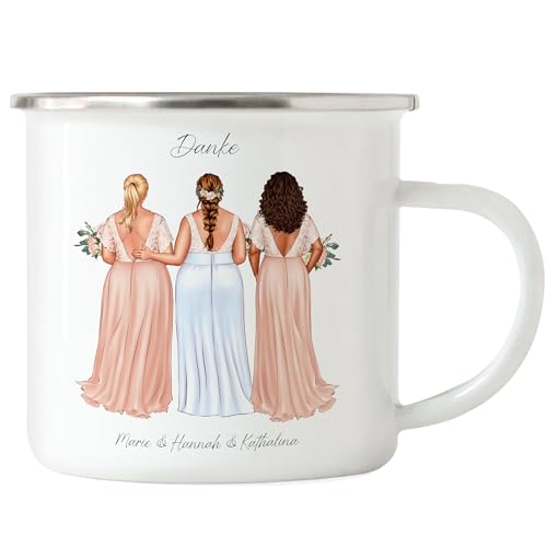Kiddle-Design 2 Trauzeuginnen Emaille Tasse Personalisiert mit Name Braut & Brautjungfer | Frage & Danke-Geschenk für Freundinnen Brautjungfern & Brautparty Dankeschön Kiddle-Design 2 Trauzeuginnen Emaille Tasse Personalisiert mit Name Braut & Brautjungfer | Frage & Danke-Geschenk für Freundinnen Brautjungfern & Brautparty Dankeschön von Kiddle-Design