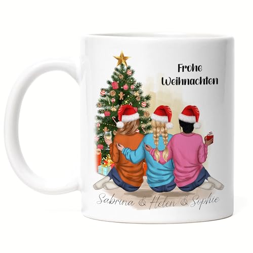 Kiddle-Design 3 Beste Freundinnen Weihnachts-Tasse Weihnachten Personalisiert Beste Freundin Name Xmas Weihnachten Schwester Freundinnengeschenk von Kiddle-Design