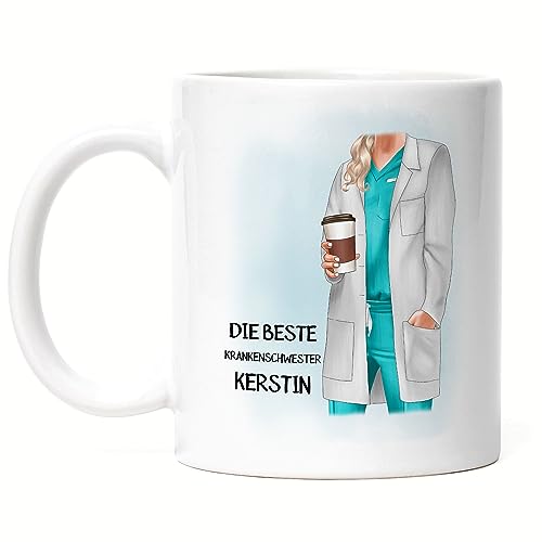 Kiddle-Design Ärztin Tasse Personalisiert mit Namen MFA Geschenk Krankenpflegerin Pflegerin Pflegekräfte Ärzte Medizin Absolventin von Kiddle-Design
