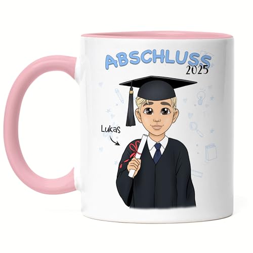 Kiddle-Design Abschluss Tasse Rosa Personalisiert | Geschenk zum Schulabschluss Abi Bachelor oder Master | Abschlussgeschenk mit Name Absolvent Doktor von Kiddle-Design
