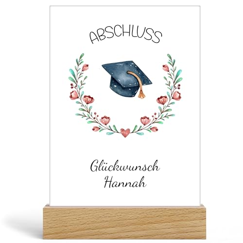 Kiddle-Design Abschlussgeschenk Glasbild Bachelor Master Abitur 2025 Abschluss Geschenk Personalisiert Absolvent Abschlusskarte Abi, Acrylglas inkl. Holzfuß 20x13cm Kiddle-Design Abschlussgeschenk Glasbild Bachelor Master Abitur 2025 Abschluss Geschenk Personalisiert Absolvent Abschlusskarte Abi, Acrylglas inkl. Holzfuß 20x13cm von Kiddle-Design