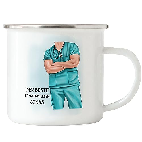 Kiddle-Design Arzt Emaille Tasse Personalisiert mit Namen MFA Geschenk Krankenpfleger Pfleger Anerkennung für Pflegekräfte Ärzte Medizin Absolvent von Kiddle-Design