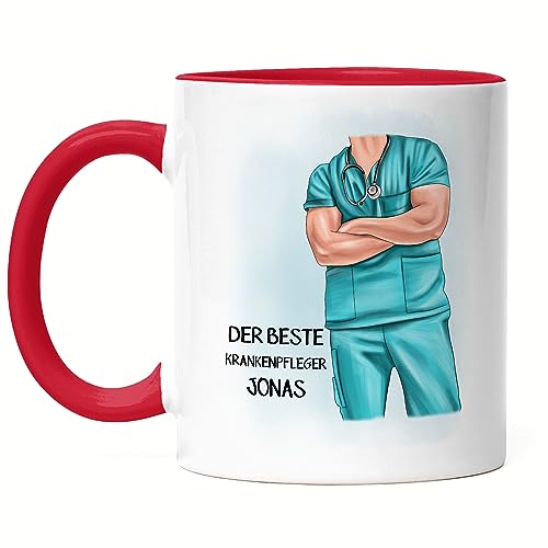 Kiddle-Design Arzt Tasse Rot Personalisiert mit Namen MFA Geschenk Krankenpfleger Pfleger Anerkennung für Pflegekräfte Ärzte Medizin Absolvent von Kiddle-Design